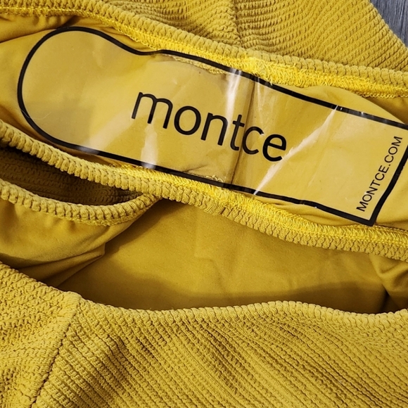 New! Montce Kim One Piece Swimsuit Mari Scrunch Mustard yellow Swimsuit. - Picture 6 of 7